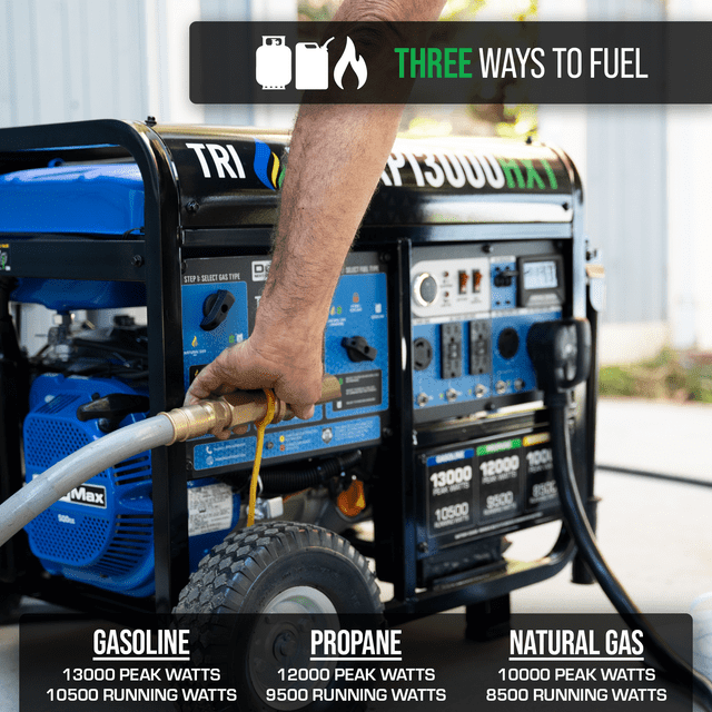DuroMax 13,000 Watt Electric Start Tri-Fuel Portable Generator w/ CO Alert - XP13000HXT - ShopHubDepot