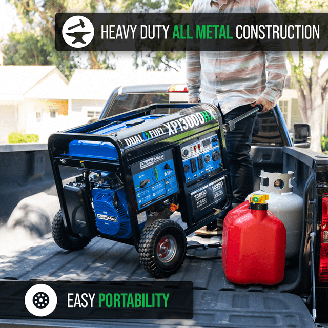 DuroMax 13,000 Watt Portable Dual Fuel Gas Propane CO Alert Generator - XP13000HX - ShopHubDepot