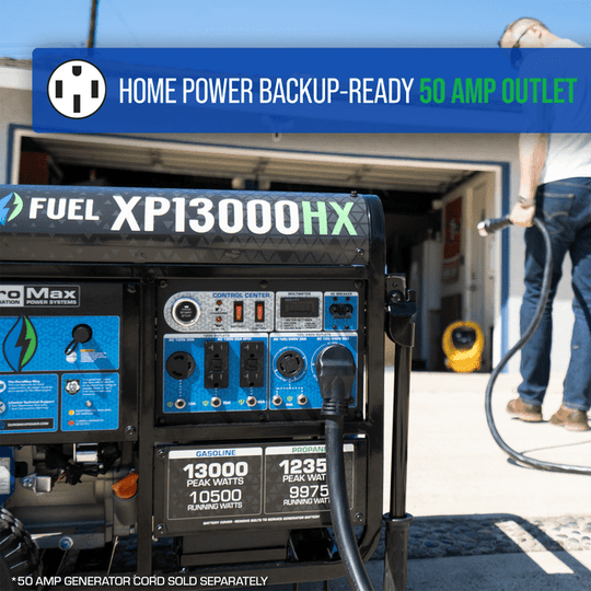 DuroMax 13,000 Watt Portable Dual Fuel Gas Propane CO Alert Generator - XP13000HX - ShopHubDepot