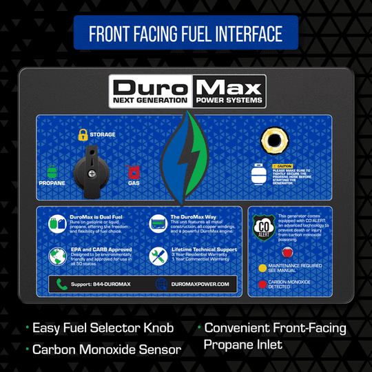 DuroMax 13,000 Watt Portable Dual Fuel Gas Propane CO Alert Generator - XP13000HX - ShopHubDepot