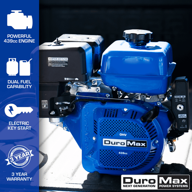 DuroMax XP18HPX 439cc 1" Shaft Recoil/Electric Start Horizontal Dual Fuel Engine - ShopHubDepot