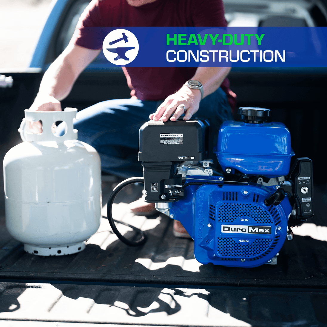 DuroMax XP18HPX 439cc 1" Shaft Recoil/Electric Start Horizontal Dual Fuel Engine - ShopHubDepot