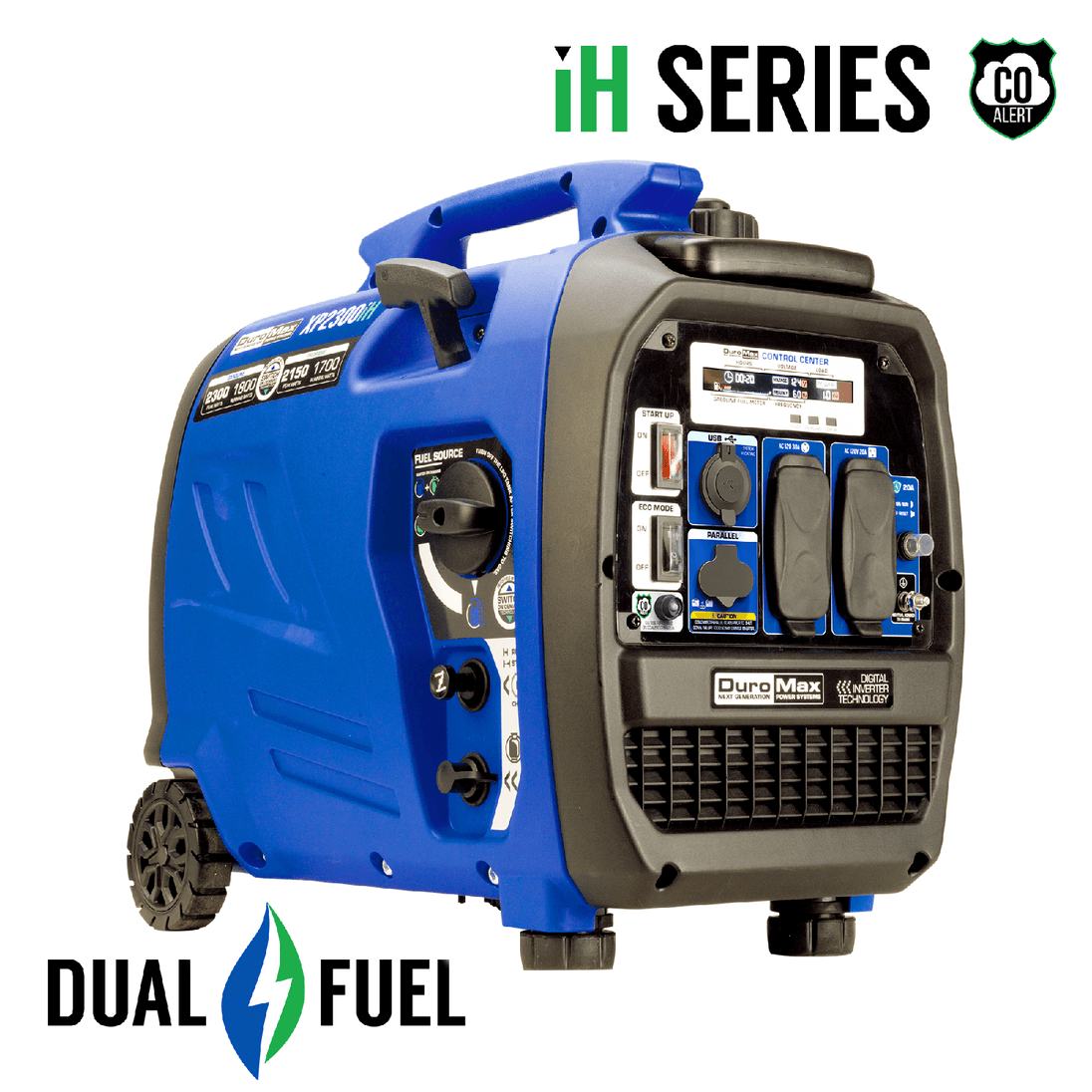 DuroMax 2,300 Watt Portable Dual Fuel Inverter Generator w/ CO Alert - XP2300iH - ShopHubDepot