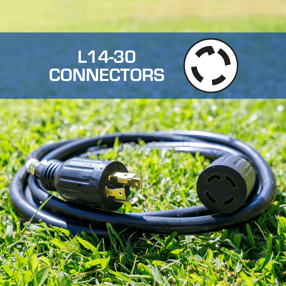 DuroMax XP3025GC 30-Amp 25-Foot 10-Gauge L14-30 Heavy Duty Generator Power Cord for Home Power Backup, Black - ShopHubDepot