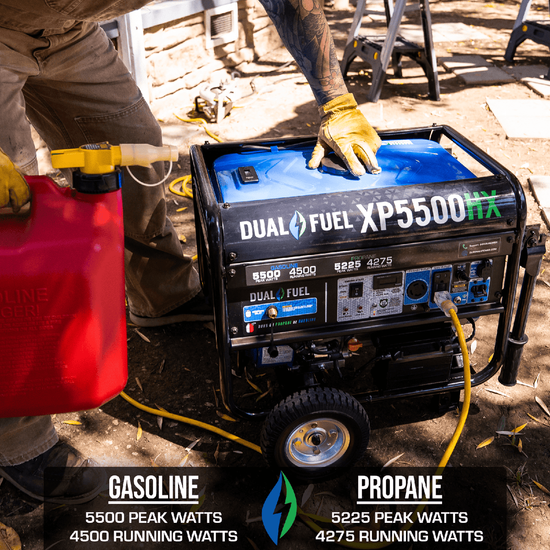 DuroMax 5,500 Watt Portable Dual Fuel Gas Propane CO Alert Generator - XP5500HX - ShopHubDepot
