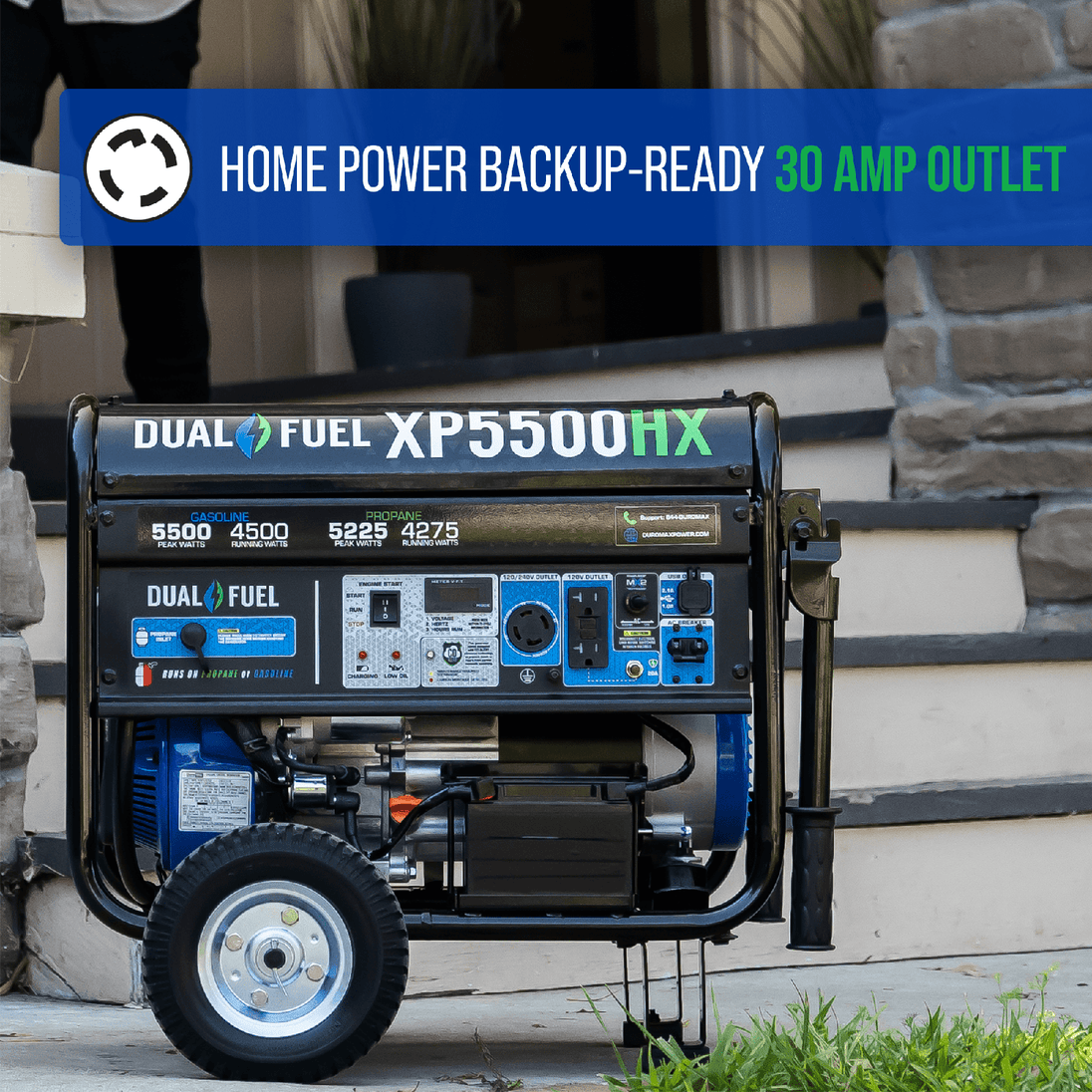 DuroMax 5,500 Watt Portable Dual Fuel Gas Propane CO Alert Generator - XP5500HX - ShopHubDepot