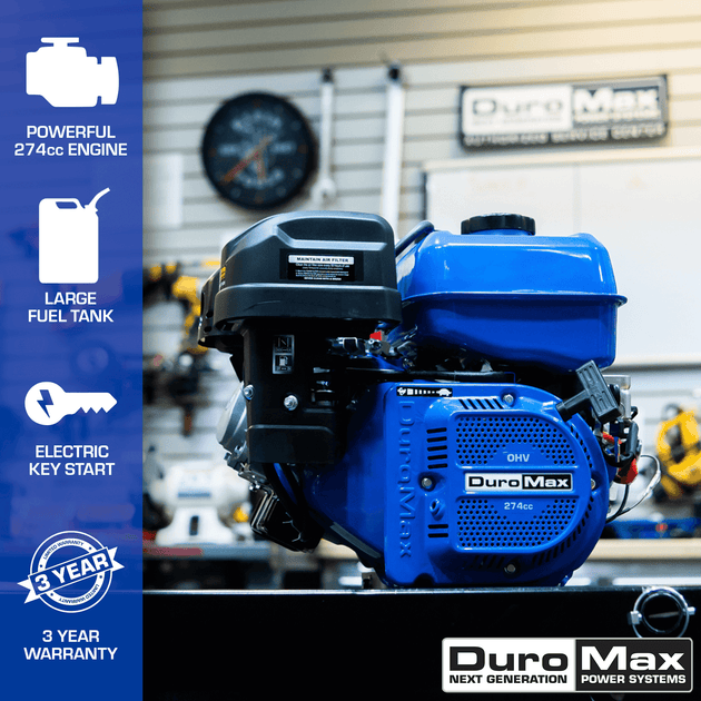 DuroMax XP9HPE 274cc 25mm Shaft Recoil/Electric Start Gasoline Engine - ShopHubDepot
