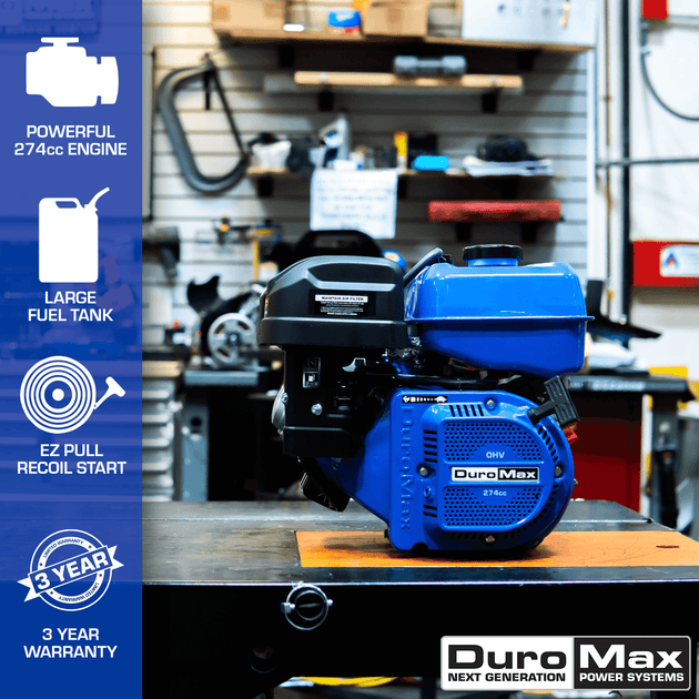 DuroMax XP9HP 274cc 25mm Shaft Recoil Start Gasoline Engine - ShopHubDepot