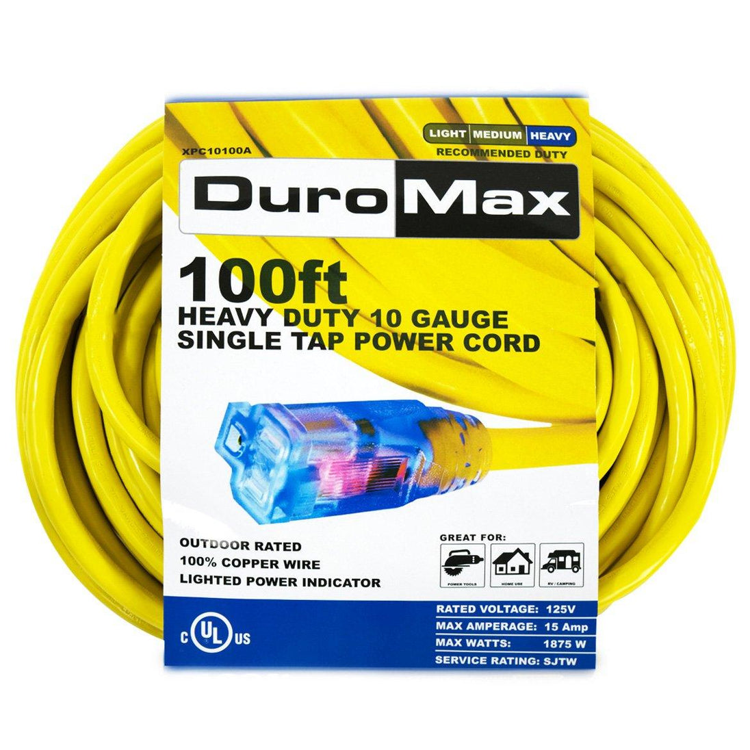 DuroMax XPC10100A 100-Foot 10 Gauge Single Tap Extension Power Cord - ShopHubDepot