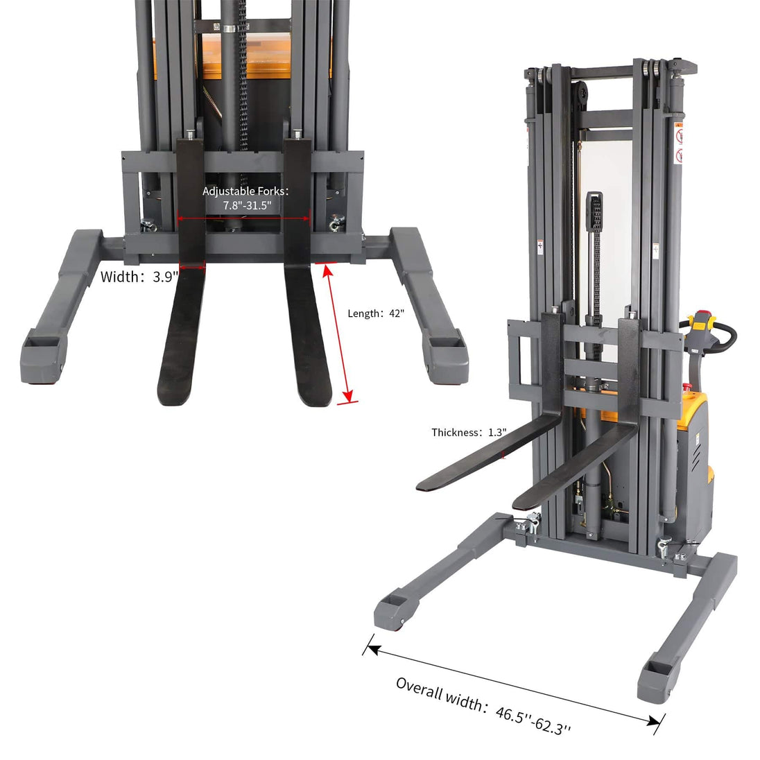 Apollolift Powered Forklift Full Electric Walkie Stacker 3300 lbs Cap. 177"Lifting A-3029 - ShopHubDepot