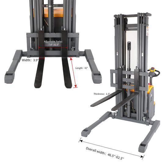 Apollolift Powered Forklift Full Electric Walkie Stacker 3300 lbs Cap. 220"Lifting A-3030 - ShopHubDepot