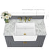 Ancerre Adeline Bathroom Vanity with Farmhouse Sink and Carrara White Marble Top Cabinet Set - VTS-ADELINE-36-W-CW-GD - ShopHubDepot