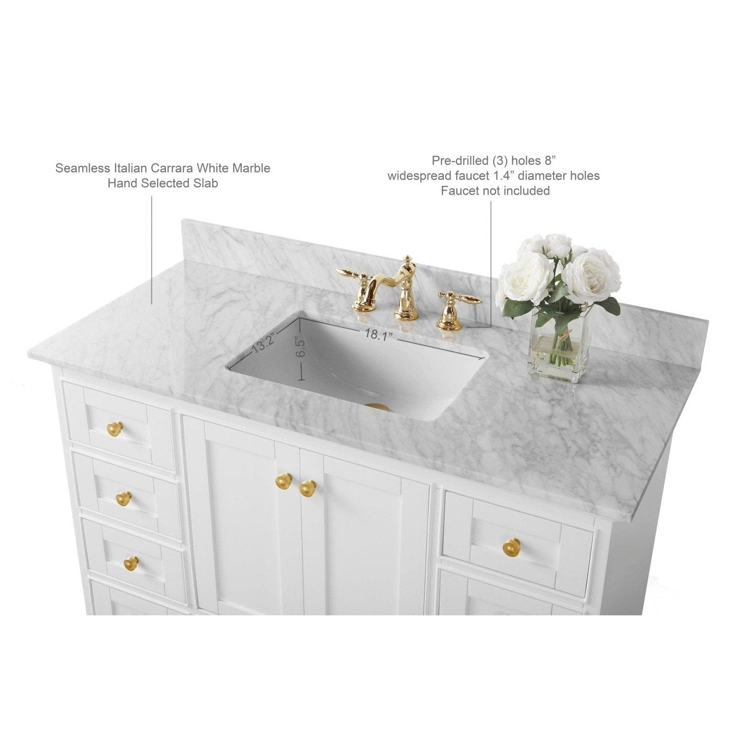 Ancerre Audrey Bathroom Vanity Set - VTS-AUDREY-48-W-CW - ShopHubDepot