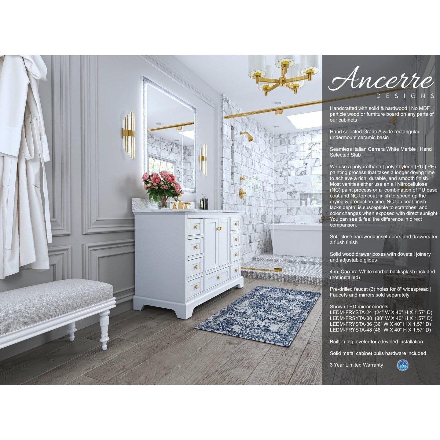 Ancerre Audrey Bathroom Vanity Set - VTS-AUDREY-48-W-CW - ShopHubDepot