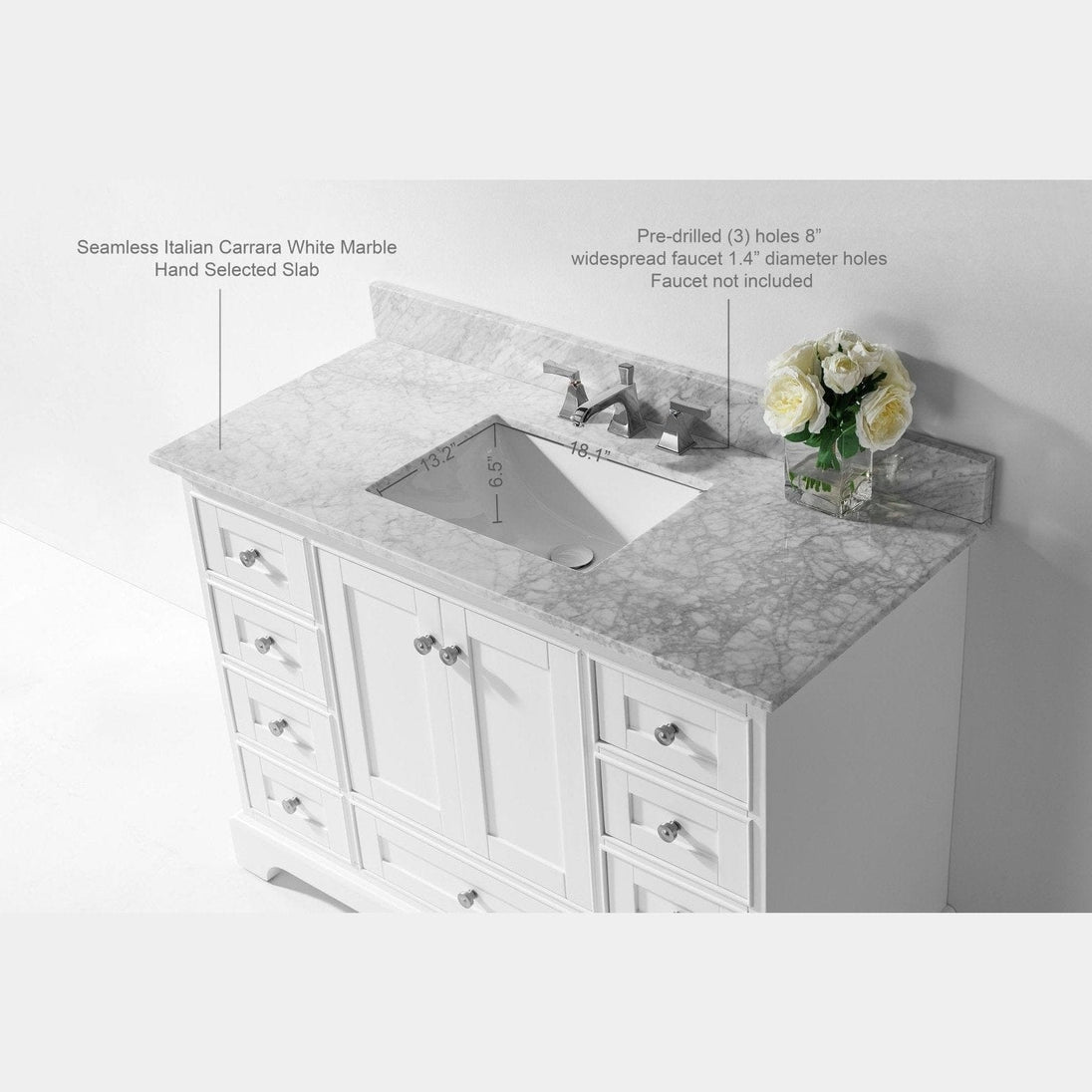 Ancerre Audrey Bathroom Vanity Set - VTS-AUDREY-48-W-CW - ShopHubDepot