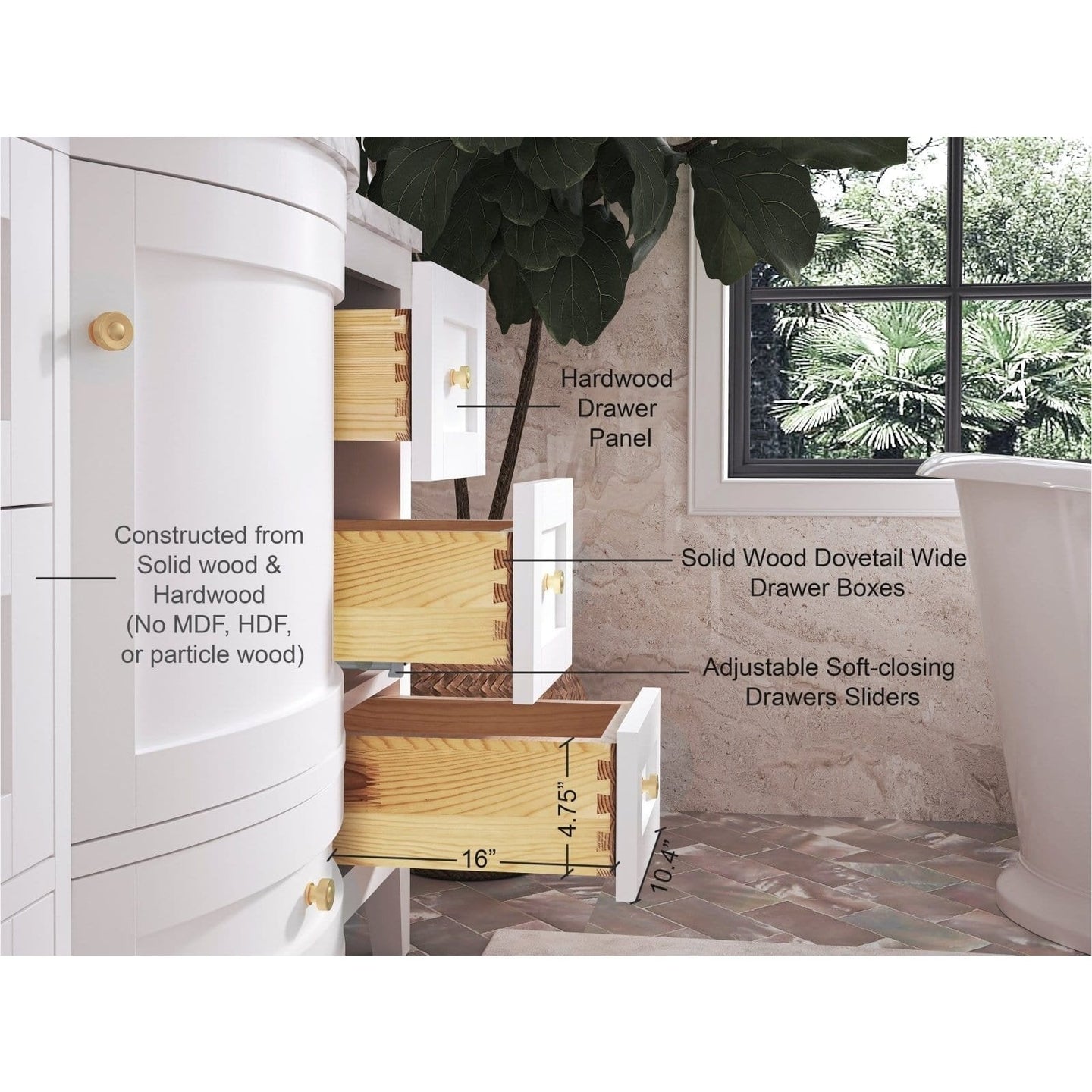 Ancerre Lauren Bathroom Vanity with Sink and Carrara White Marble Top Cabinet Set - VTS-LAUREN-48-W-CW - ShopHubDepot