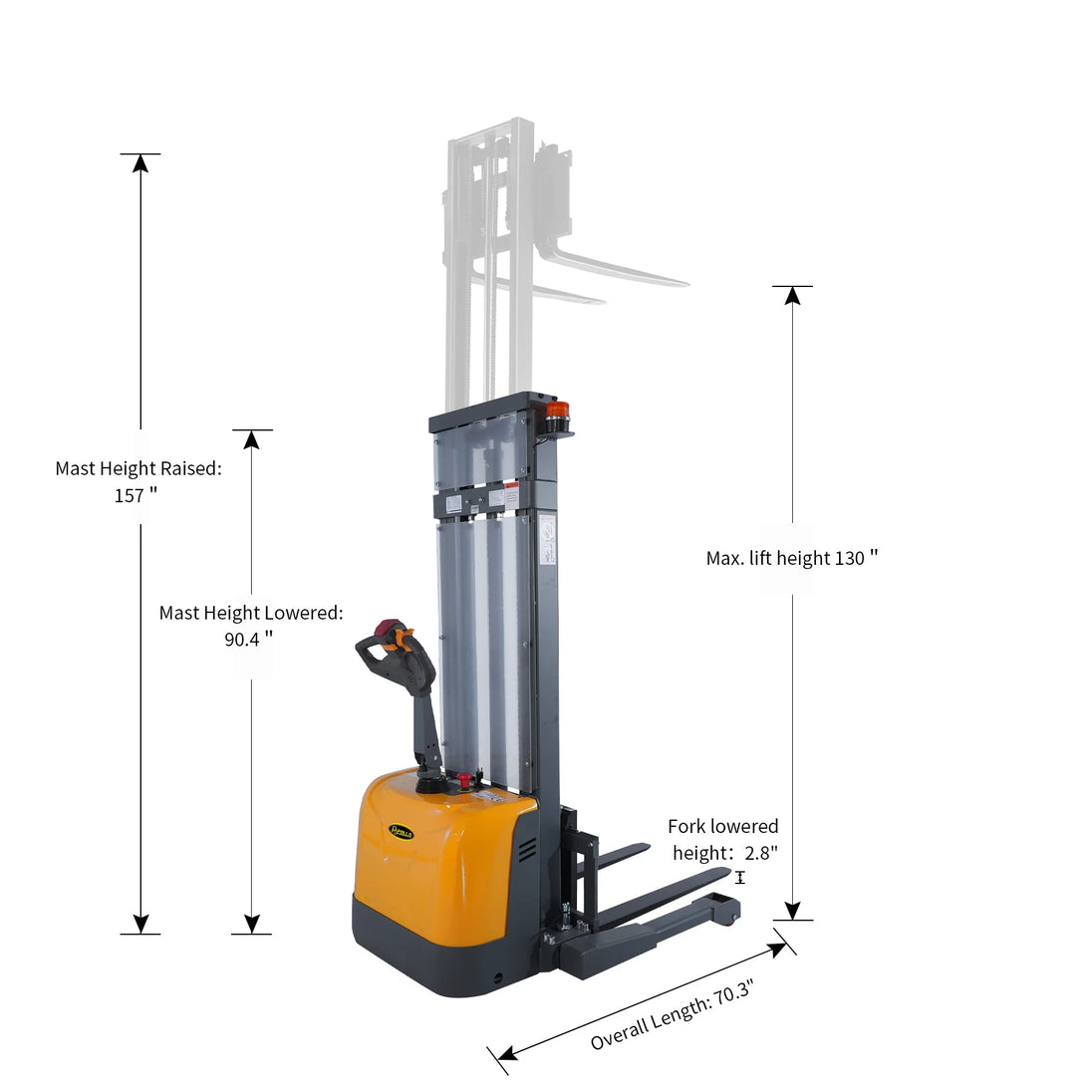 Apollolift Powered Forklift Full Electric Walkie Stacker 3300lbs Cap. Straddle Legs.98" lifting Local Pick-Up A-3050 - ShopHubDepot