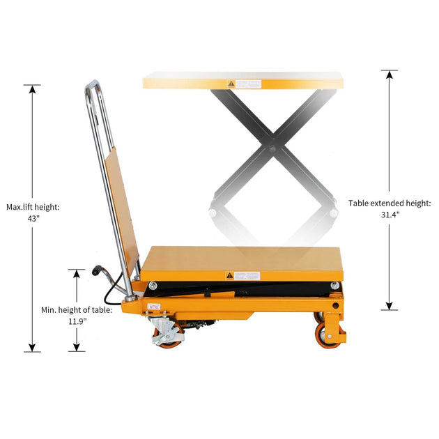 Apollolift Double Scissor Lift Table 330lbs 43.3" Lifting Height - A-2003 - ShopHubDepot