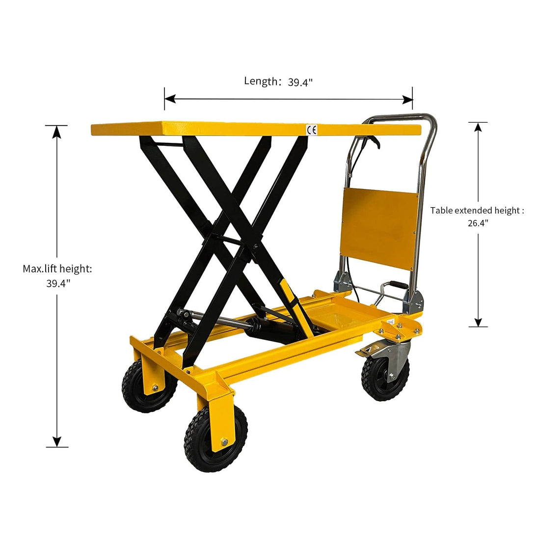 Apollolift Single Scissor Lift Table 440 lbs. 39.4 " lifting height with durable big rubber load wheel - A-2013 - ShopHubDepot