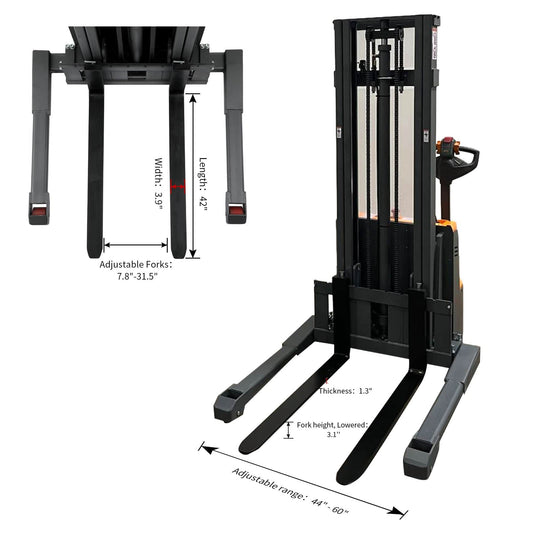 Apollolift Forklift Lithium Battery Full Electric Walkie Stacker 2640lbs Cap. Straddle Legs. 118" lifting A-3035 - ShopHubDepot