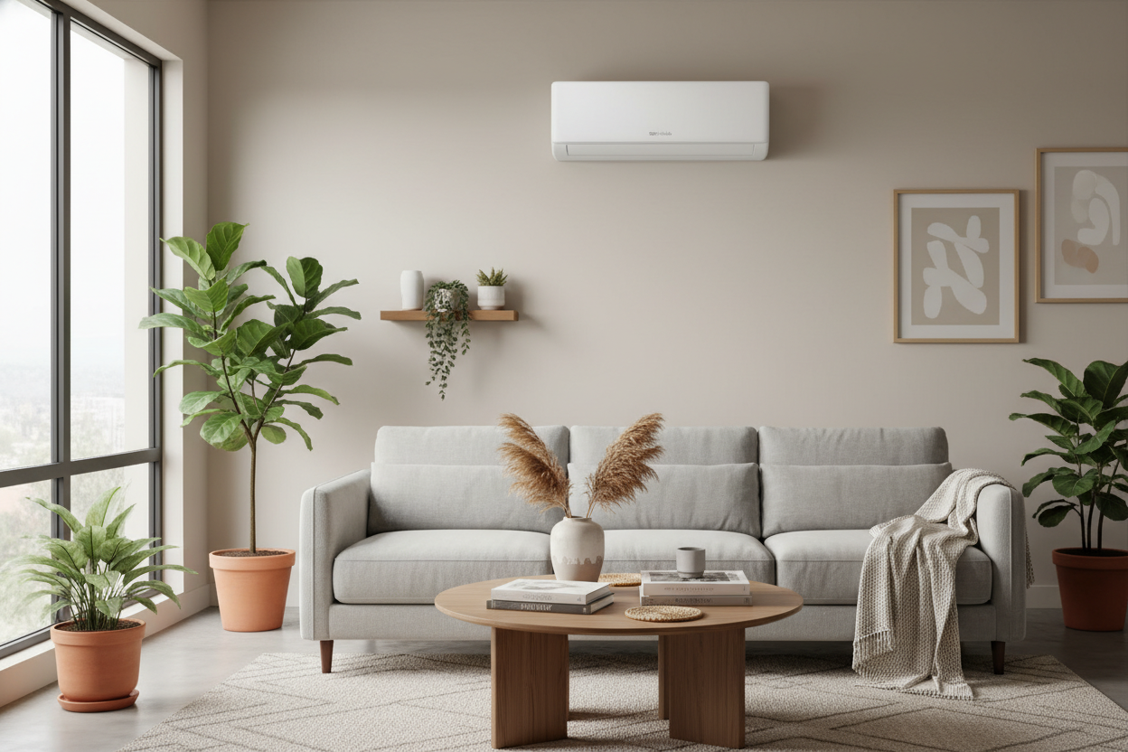 Can you generate me a mini split in a living room photo that I will use for this Page to convince buyer to switch to senville 