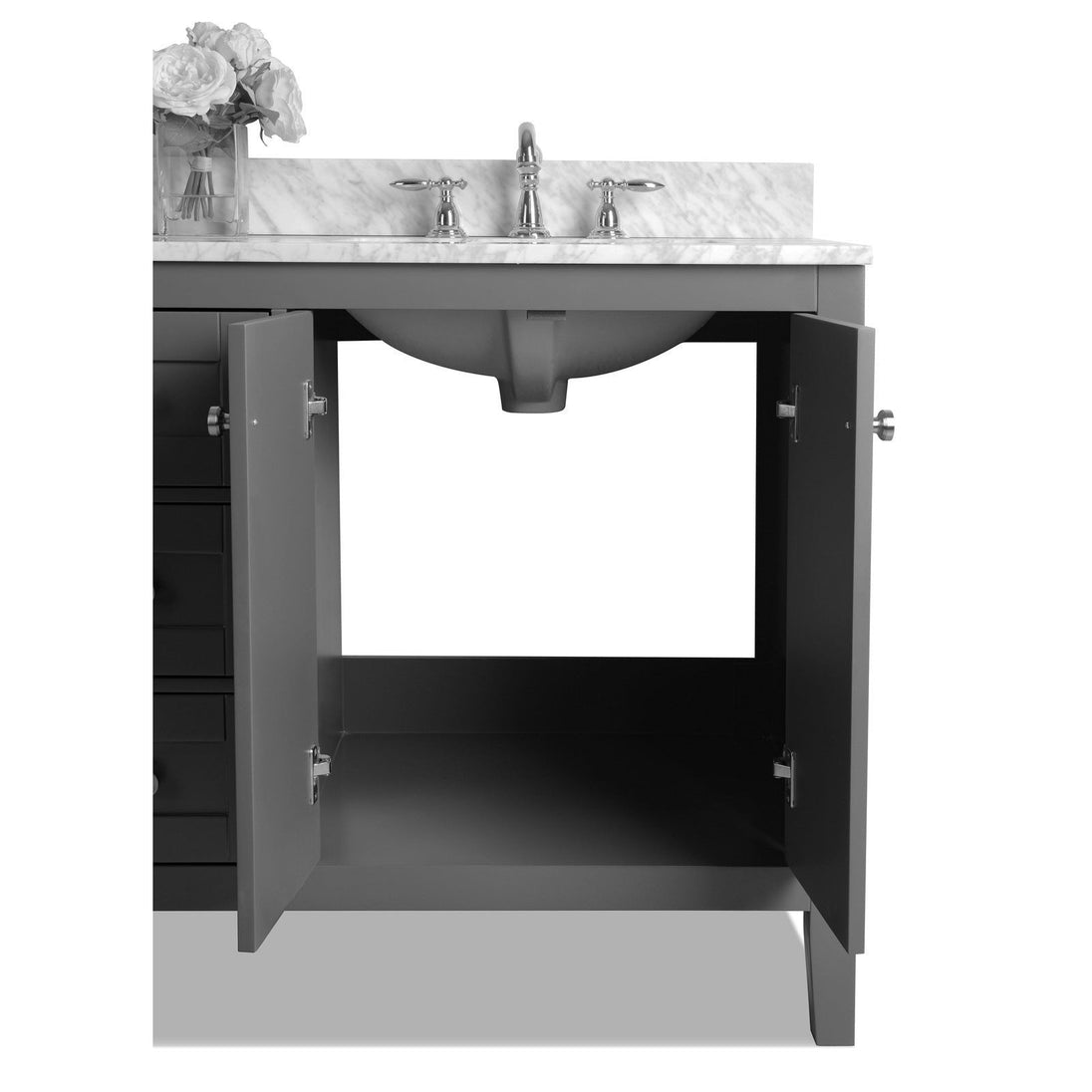 Ancerre Maili Bathroom Vanity with Sink and Carrara White Marble Top Cabinet Set - VTS-MAILI-48-W-CW - ShopHubDepot