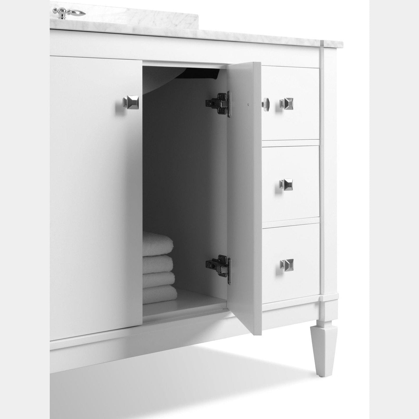 Ancerre Kayleigh Bathroom Vanity with Sink and Carrara White Marble Top Cabinet Set - VTS-KAYLEIGH-48-W-CW - ShopHubDepot