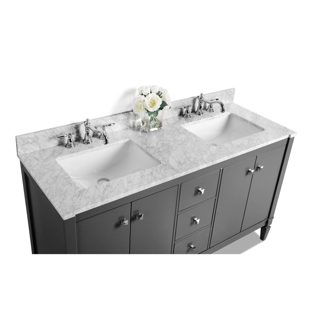 Ancerre Kayleigh Bathroom Vanity with Sink and Carrara White Marble Top Cabinet Set - VTS-KAYLEIGH-48-W-CW - ShopHubDepot