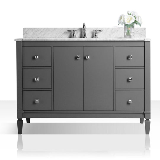 Ancerre Kayleigh Bathroom Vanity with Sink and Carrara White Marble Top Cabinet Set - VTS-KAYLEIGH-48-W-CW - ShopHubDepot