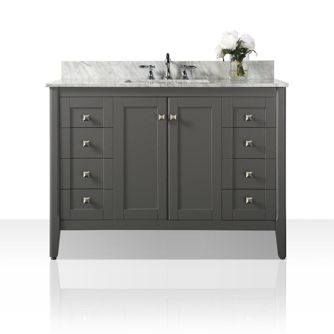 Ancerre Shelton Bathroom Vanity with Sink and Carrara White Marble Top Cabinet Set - VTS-SHELTON-48-W-CW - ShopHubDepot