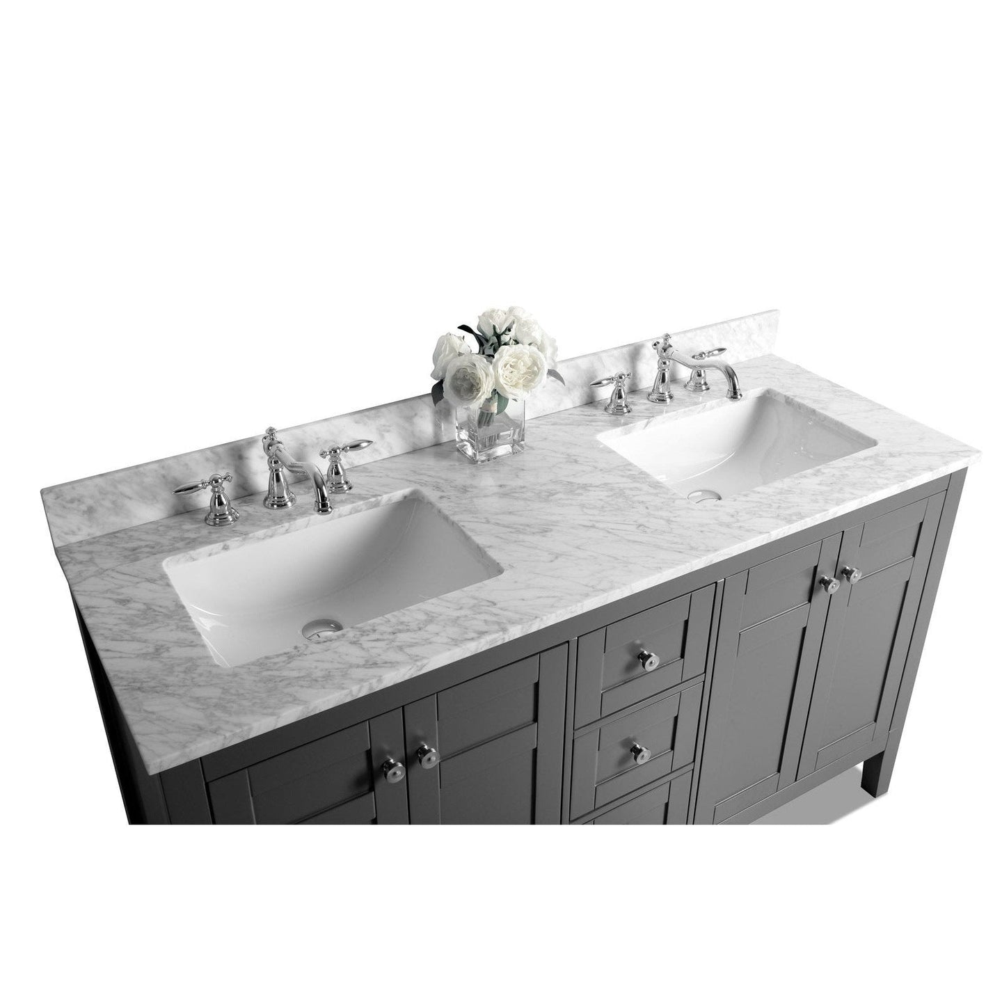 Ancerre Maili Bathroom Vanity with Sink and Carrara White Marble Top Cabinet Set - VTS-MAILI-48-W-CW - ShopHubDepot