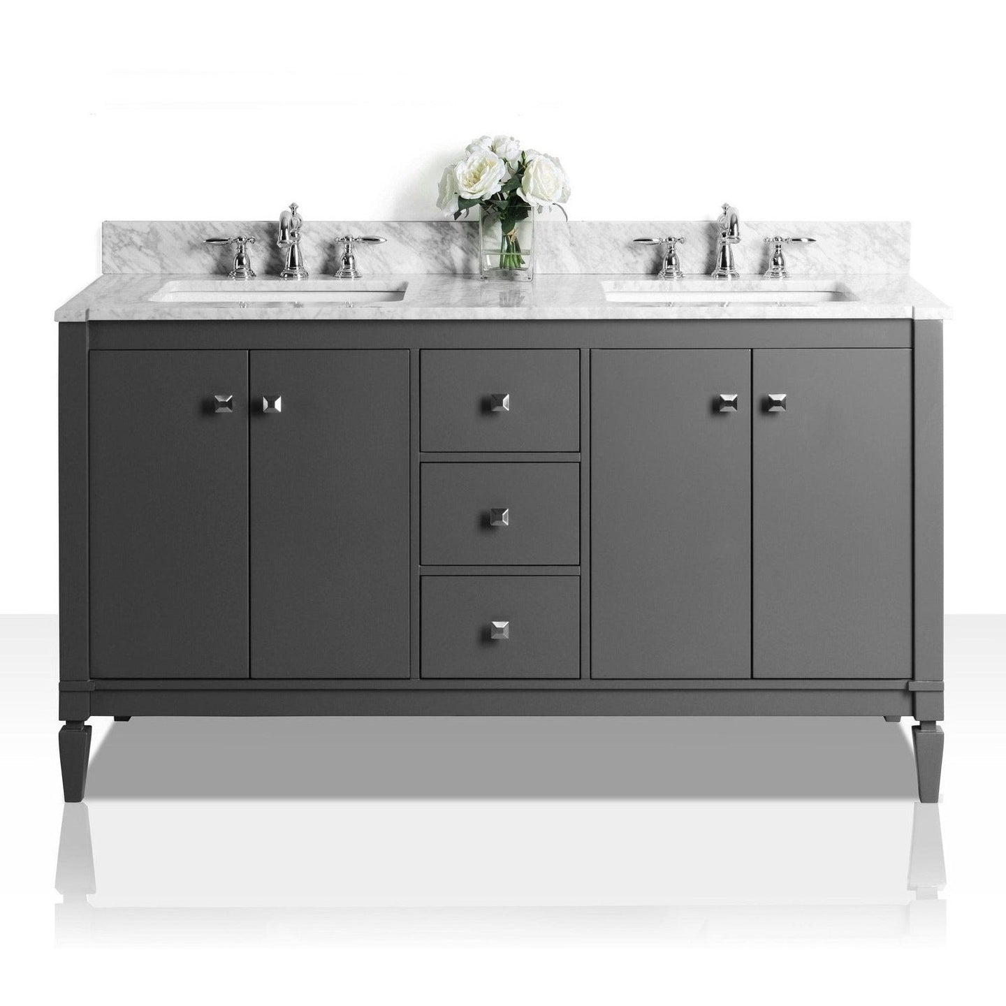 Ancerre Kayleigh Bathroom Vanity with Sink and Carrara White Marble Top Cabinet Set - VTS-KAYLEIGH-48-W-CW - ShopHubDepot