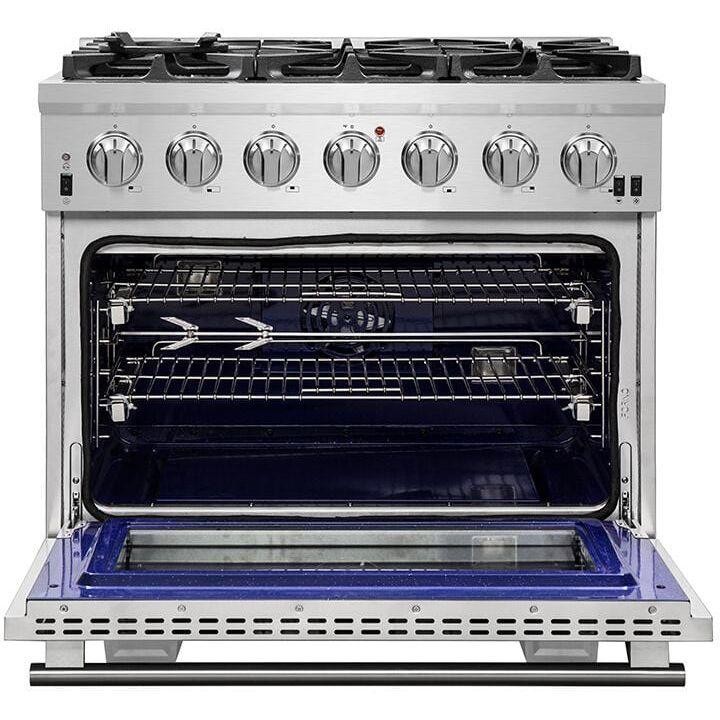 Forno 36″ Pro Series Capriasca Gas Burner / Electric Oven in Stainless Steel 6 Italian Burners, FFSGS6187-36 - ShopHubDepot