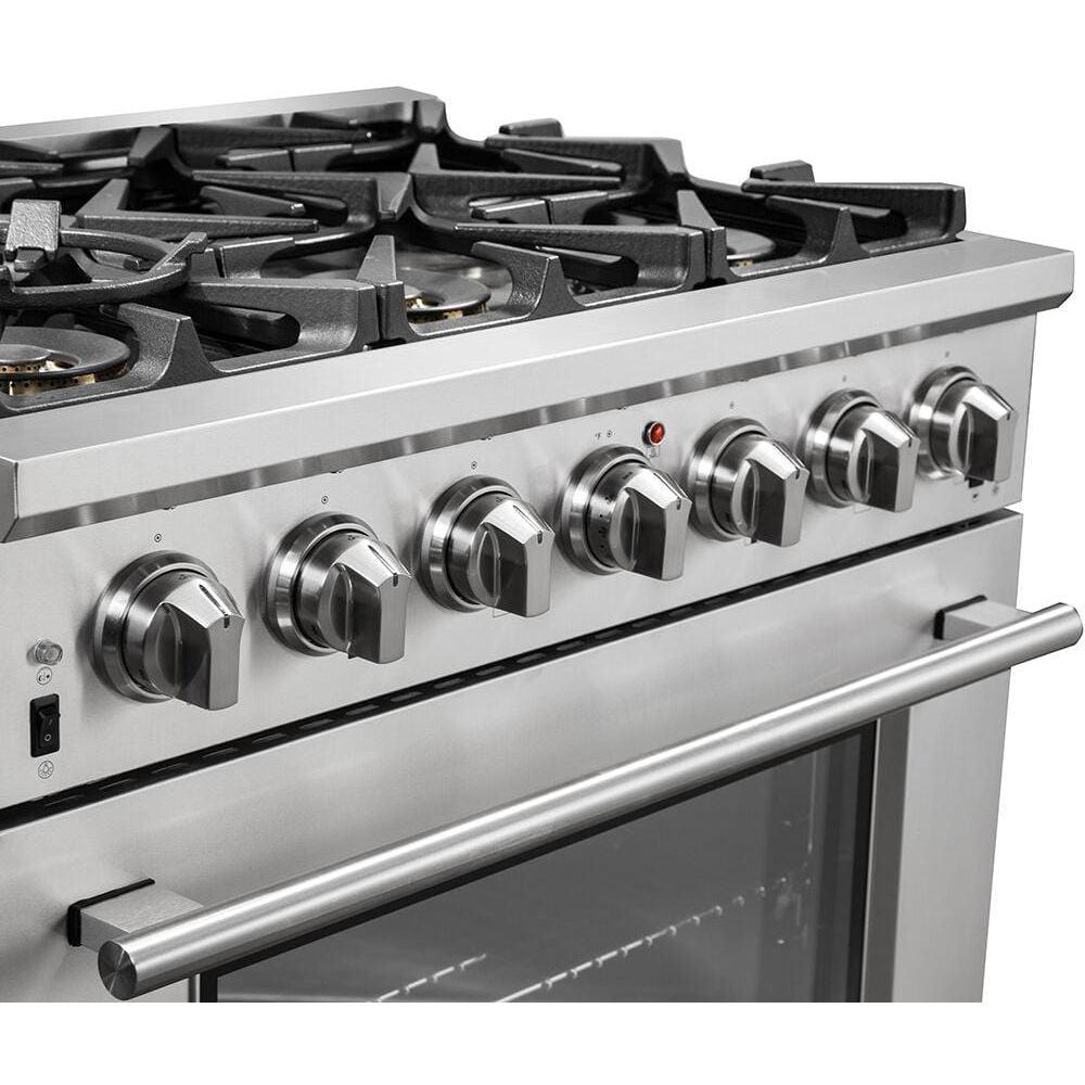 Forno 36″ Pro Series Capriasca Gas Burner / Electric Oven in Stainless Steel 6 Italian Burners, FFSGS6187-36 - ShopHubDepot