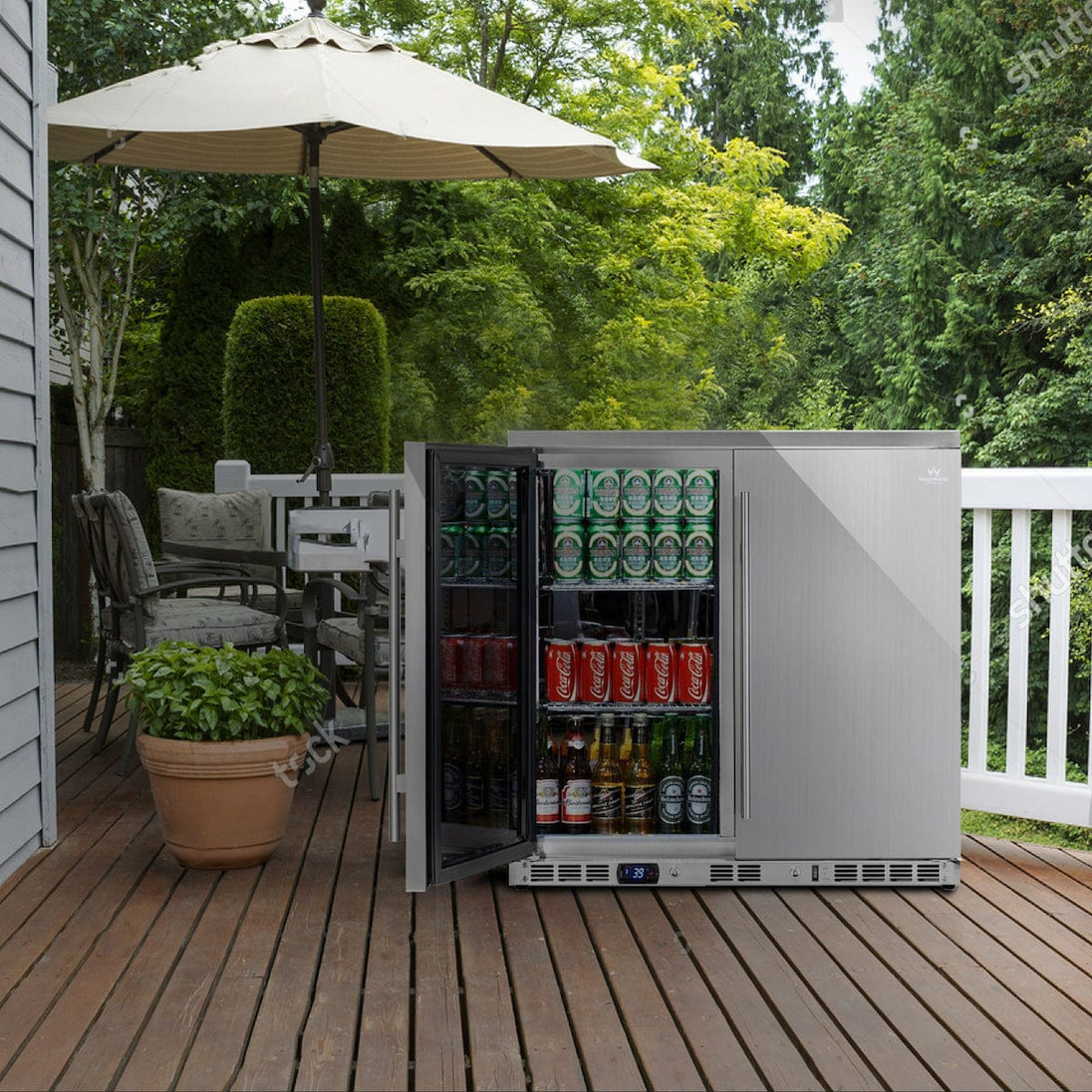 Kings Bottle 36" Outdoor Beverage Refrigerator 2 Door For Home - KBU56ASD - ShopHubDepot