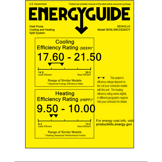 Senville LETO 9000 BTU Mini Split Air Conditioner and Heat Pump - SENL/09CD/220V