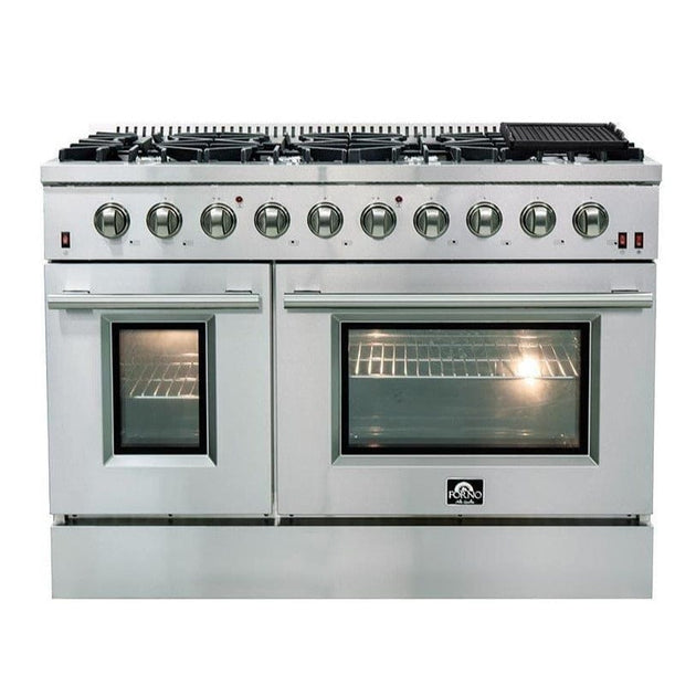 Forno 48" Galiano Gas Range with 8 Burners and Reversible Griddle in Stainless Steel (FFSGS6244-48) - ShopHubDepot