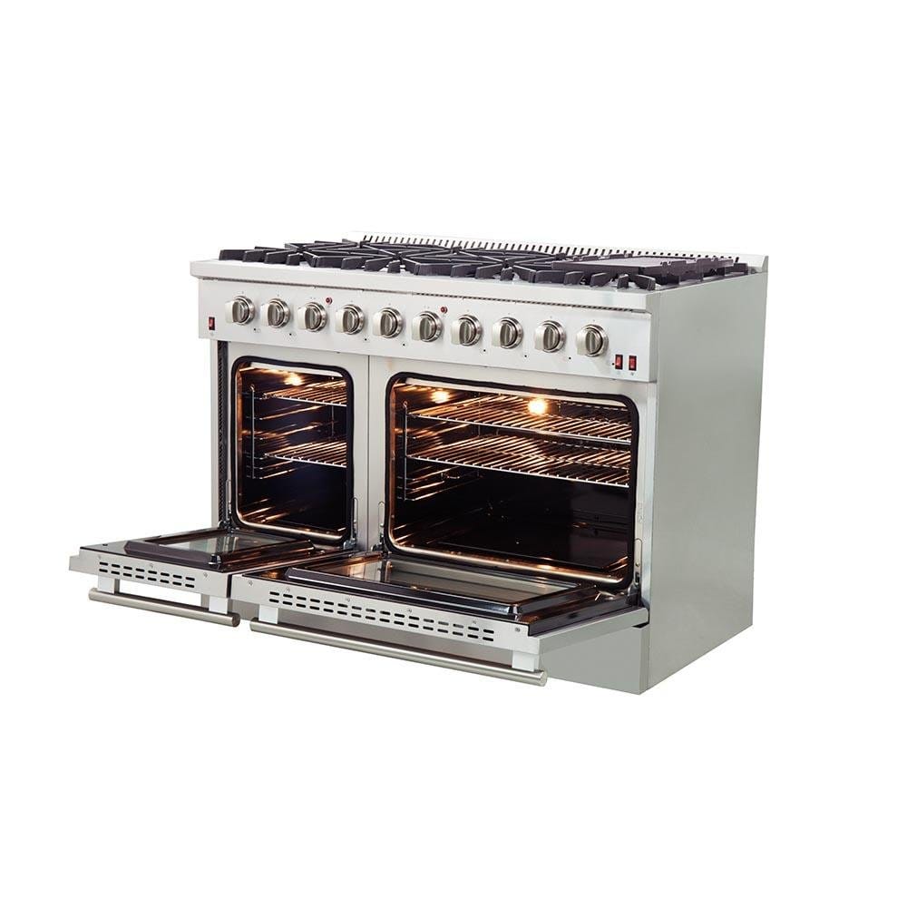 Forno 48" Galiano Gas Range with 8 Burners and Reversible Griddle in Stainless Steel (FFSGS6244-48) - ShopHubDepot