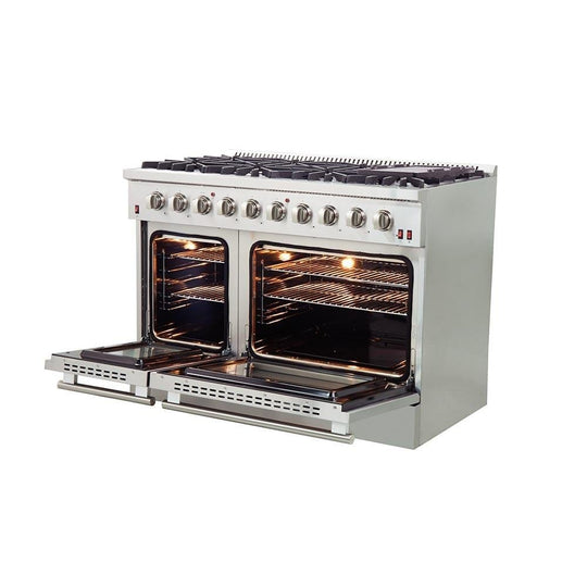 Forno 48" Galiano Gas Range with 8 Burners and Reversible Griddle in Stainless Steel (FFSGS6244-48) - ShopHubDepot