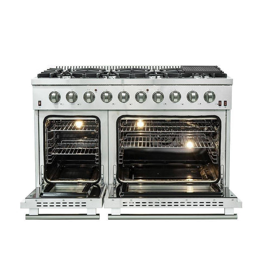 Forno 48" Galiano Gas Range with 8 Burners and Reversible Griddle in Stainless Steel (FFSGS6244-48) - ShopHubDepot