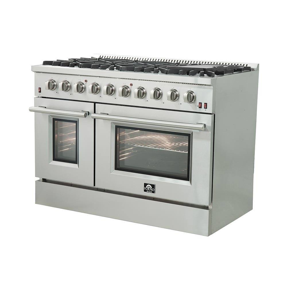 Forno 48" Galiano Gas Range with 8 Burners and Reversible Griddle in Stainless Steel (FFSGS6244-48) - ShopHubDepot