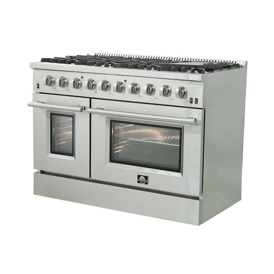 Forno 48" Galiano Gas Range with 8 Burners and Reversible Griddle in Stainless Steel (FFSGS6244-48) - ShopHubDepot