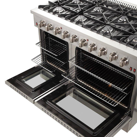 Forno 48" Galiano Gas Range with 8 Burners and Reversible Griddle in Stainless Steel (FFSGS6244-48) - ShopHubDepot