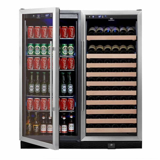 Kings Bottle 56" Upright Wine And Beverage Refrigerator Combo With Glass Door - KBU100BW2-SS - ShopHubDepot