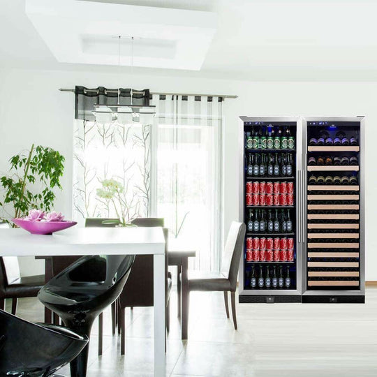 Kings Bottle 72" Large Wine And Beverage Cooler Drinks Combo With Clear Door - KBU170BW2-FG - ShopHubDepot