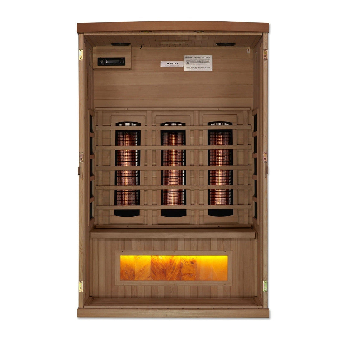 Golden Designs 2-Person Full Spectrum PureTech™ Near Zero EMF Infrared Sauna with Himalayan Salt Bar