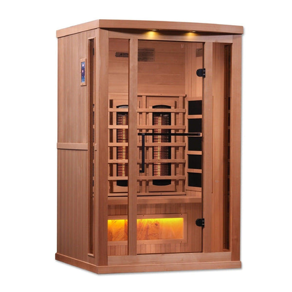 Golden Designs 2-Person Full Spectrum PureTech™ Near Zero EMF Infrared Sauna with Himalayan Salt Bar - ShopHubDepot