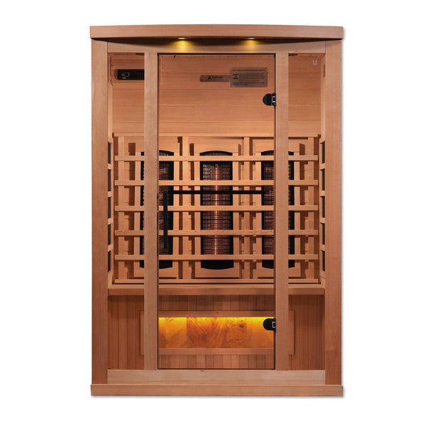 Golden Designs 2-Person Full Spectrum PureTech™ Near Zero EMF Infrared Sauna with Himalayan Salt Bar - ShopHubDepot