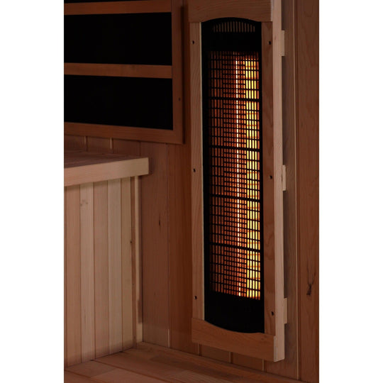 Golden Designs 2-Person Full Spectrum PureTech™ Near Zero EMF Infrared Sauna with Himalayan Salt Bar