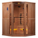 Golden Designs 3-Person Corner Full Spectrum PureTech™ Near Zero EMF Infrared Sauna with Himalayan Salt Bar